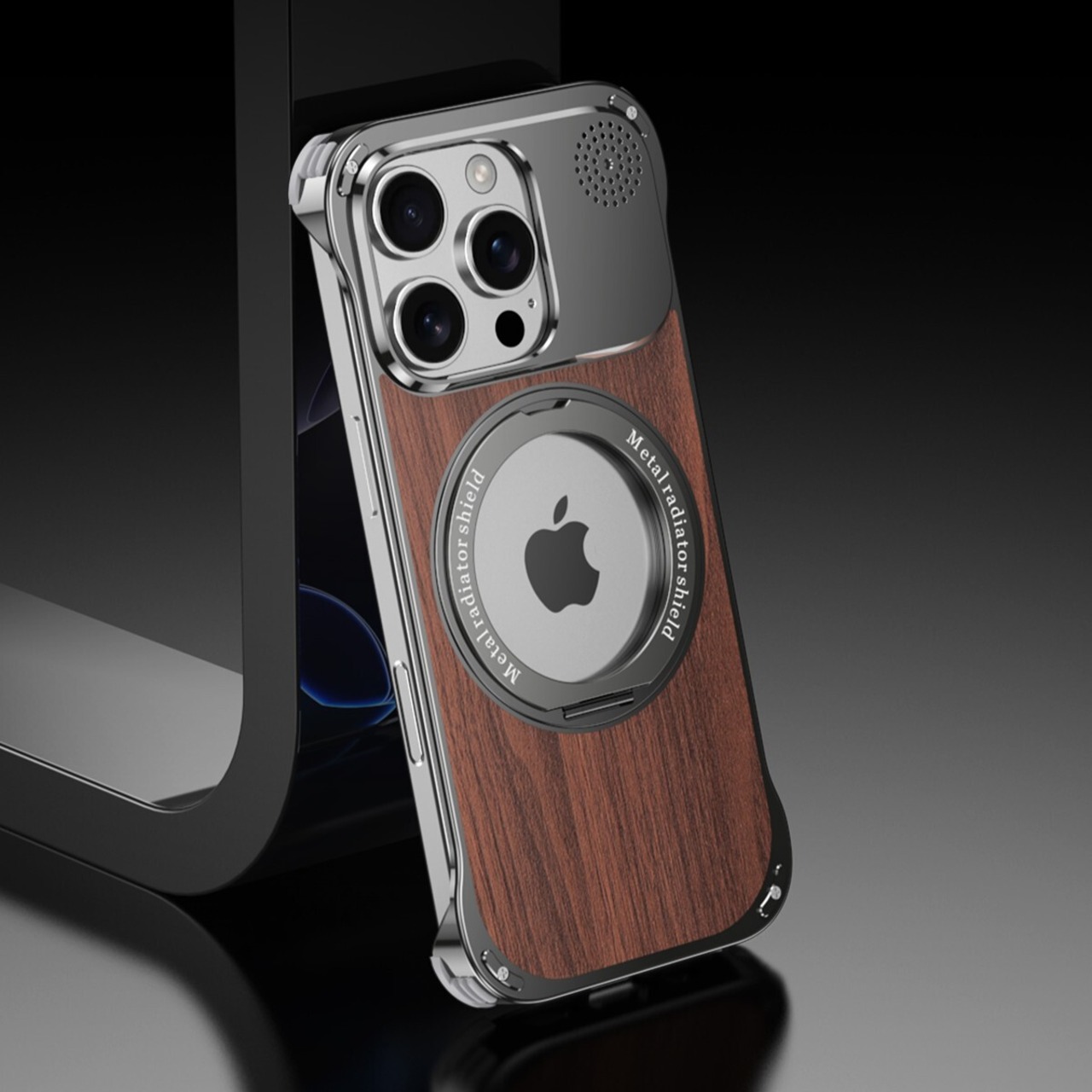 ◆iPhone 16/15/14/Pro/Pro Max◆ Metal × Walnut Back Panel Case / メタル × ウォルナット バック パネル スマホケース