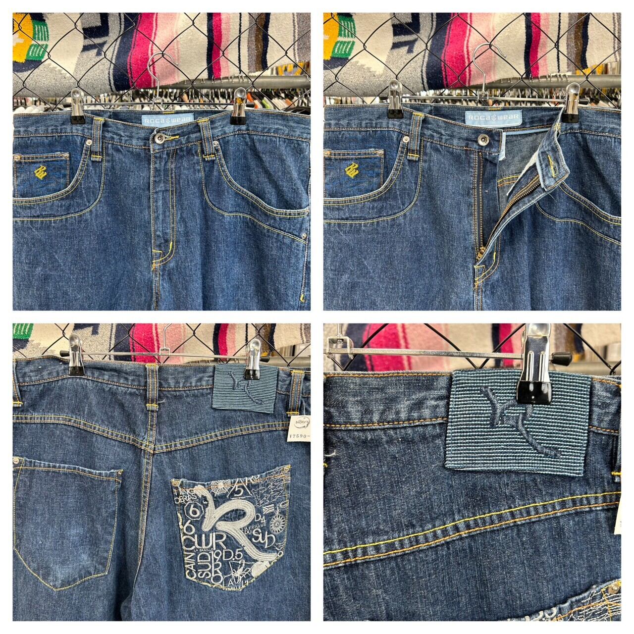 ひし型 【レアデザイン】ロカウェア ハーフデニムパンツ ショーツ 刺繍