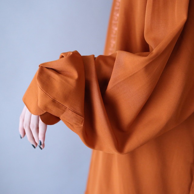 "刺繍" orange one-tone design fly-front minimal design shirt