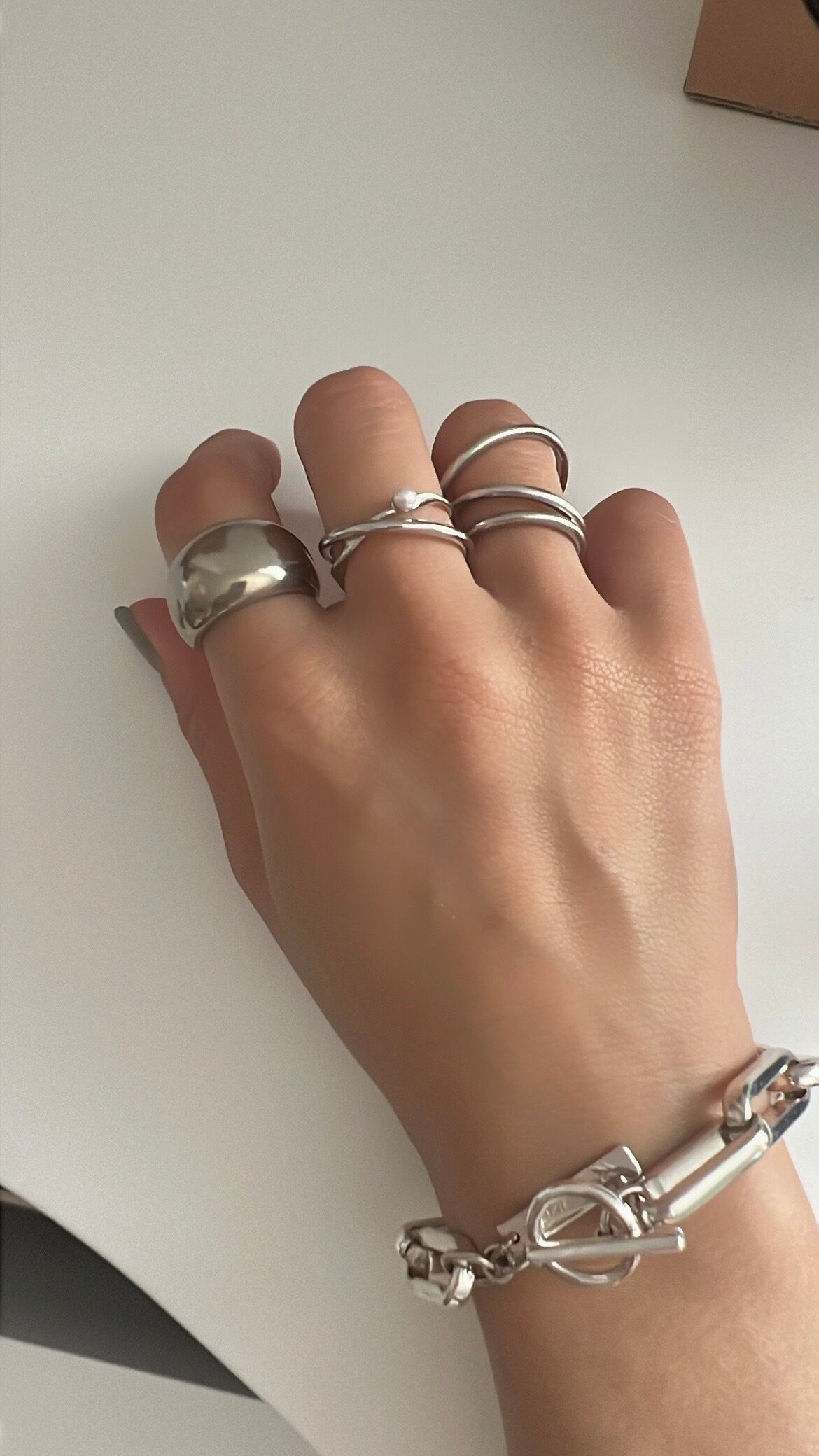 S925 Double Line Pearl Ring | onesea