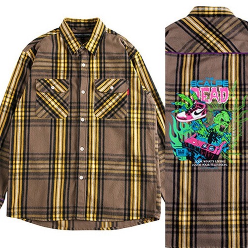 【ROLLING CRADLE】ローリングクレイドル CHECK SHIRT / BROWN ロングスリーブネルシャツ