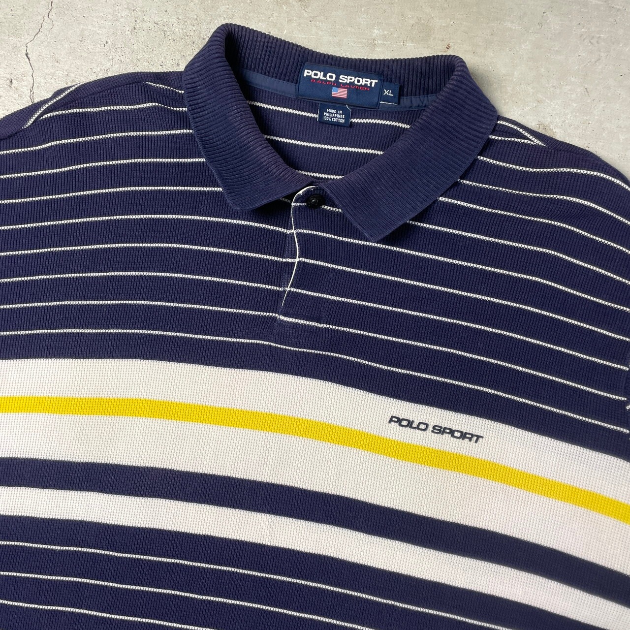 90年代 POLO SPORT ポロスポーツ 鹿の子 ニット ボーダー ポロシャツ 