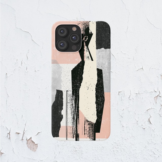 受注生産 iPhoneケース 黒い人物シルエットの紙片コラージュ｜ZINE風 ZINE023B