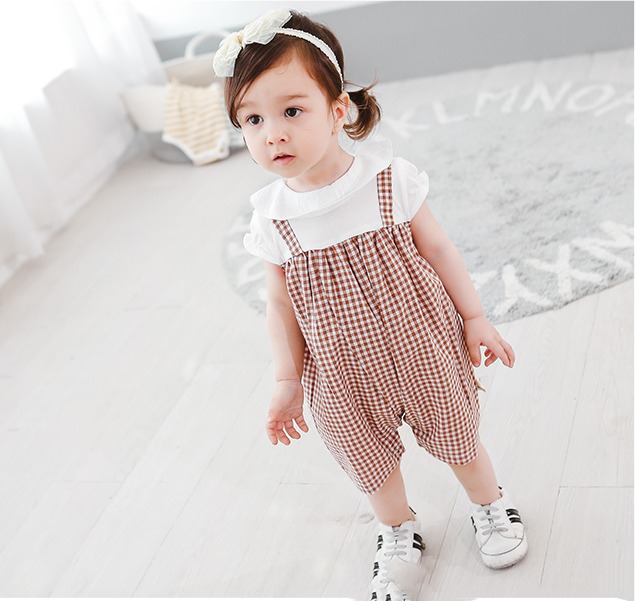 【即納】チェック柄オーバーオール 60〜90cm FR150