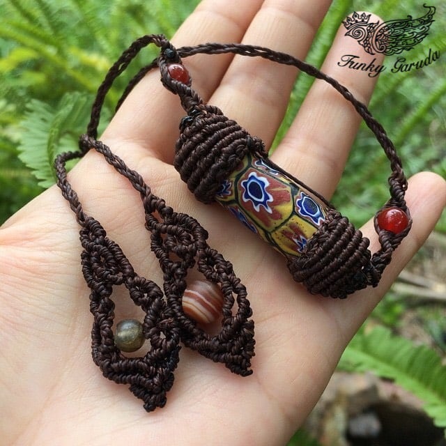 アンティークモロカンビーズ マクラメネックレス