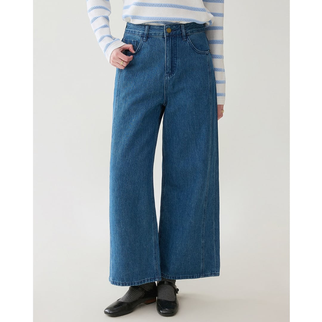 high waist wide denim pants