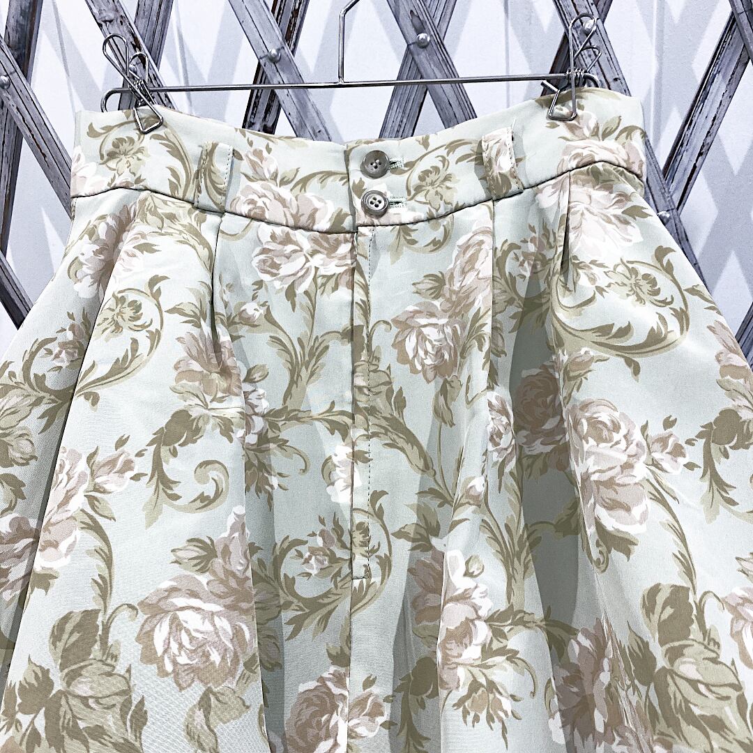 ヴィンテージスカート / 日本製きみどり花柄ボックスプリーツロングスカート | JVINTAGE ジェイヴィンテージ