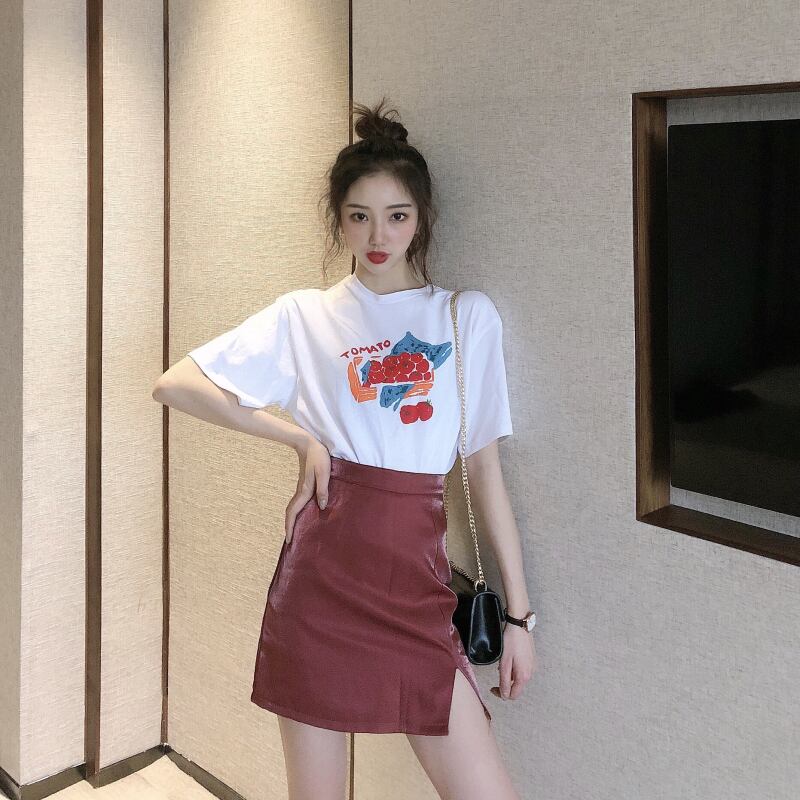 プリント柄Tシャツ スプリングハイウェスト薄手スカート 春物 ドラファッションホール11761335772