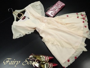 ★送料無料★ＸＬ（13号）☆スカ－ト裾の花刺繍がキュ－トなワンピ(OPN7298) 