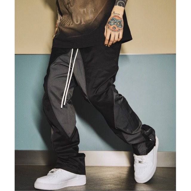【DRIP2420】S45 Bicolor Stitching Loose Nylon Pants
