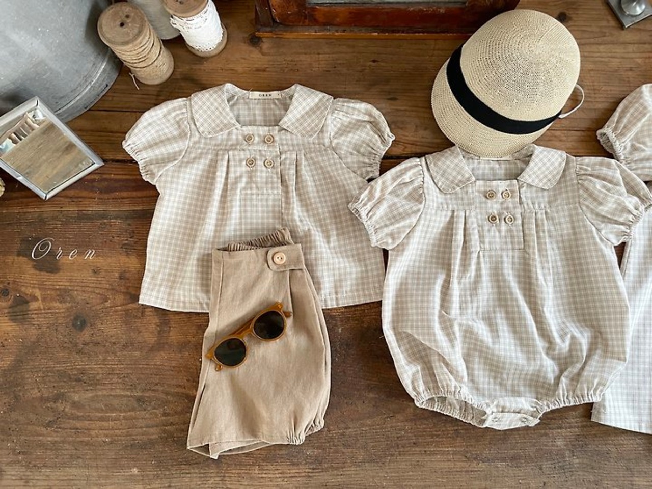 [Oren] Noah Double Button Set Bok Bebe / [오렌] 노아더블버튼상하복베베