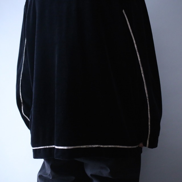 piping gimmick design loose silhouette velours shirt jacket