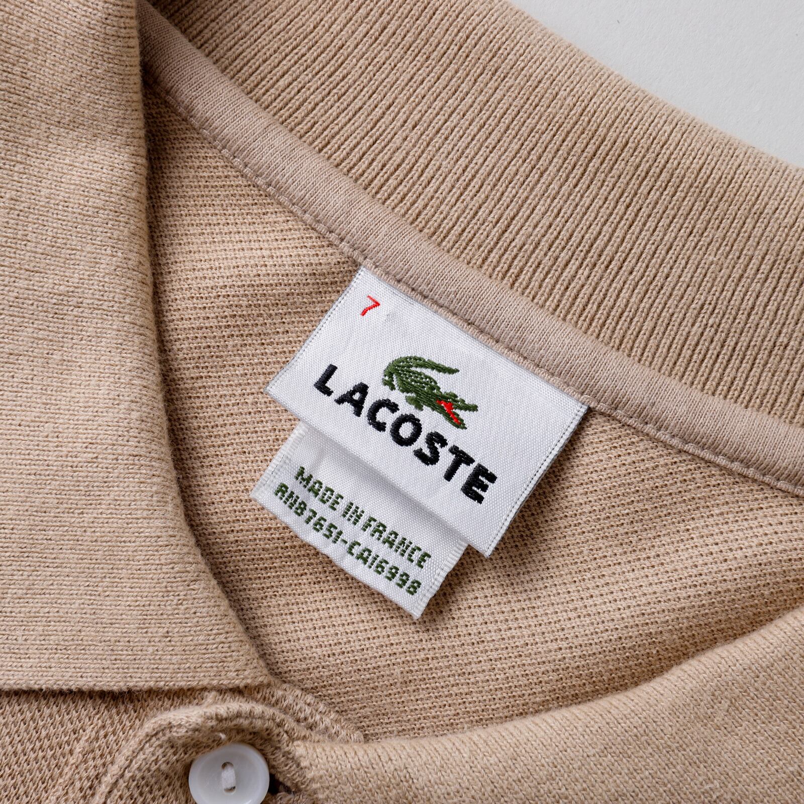 美品】Vintage LACOSTE made in France long sleeve polo shirt beige
