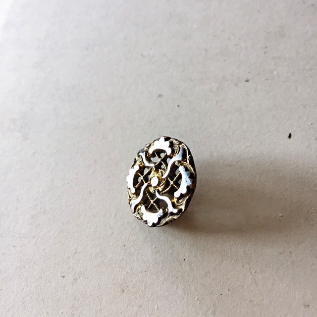 19世紀 フランス 1.7c 黒銀の雲と金の空とカットスチールボタンb アンティーク