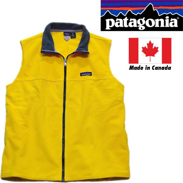 1点物 カナダ製パタゴニア黄色フリースベストジャケット古着 
