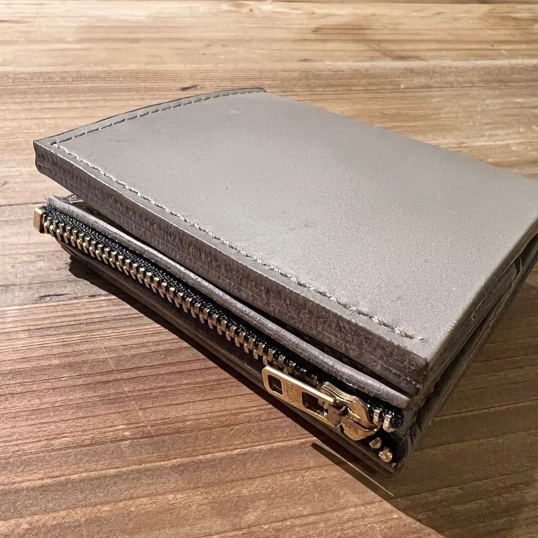 SIYU-004 2つ折り財布 レザー グレージュ / 財布 革財布 革 本革