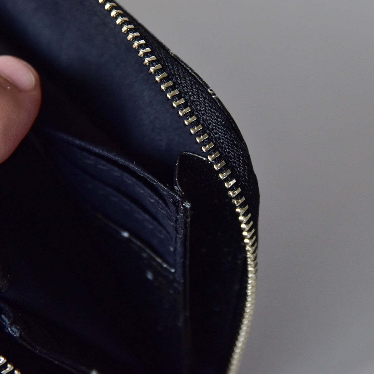 オーダー品　クロスマチzipウォレット コンパクトジップ ウォレット | シルバー メタリックレザー