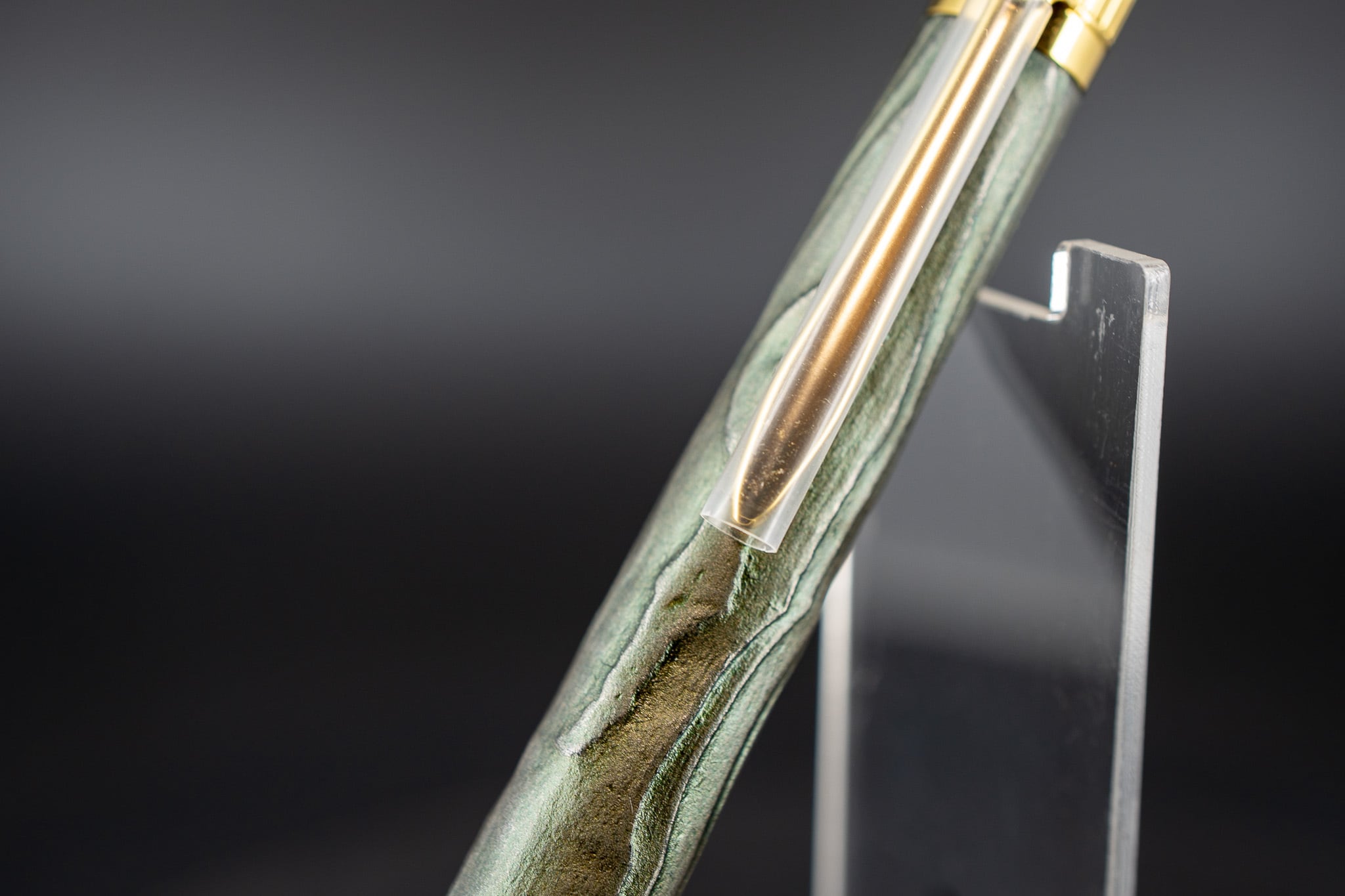 翠煙】屋久杉 浮造り 拭き漆 ① gold BP | 木軸ペン工房 金杢犀