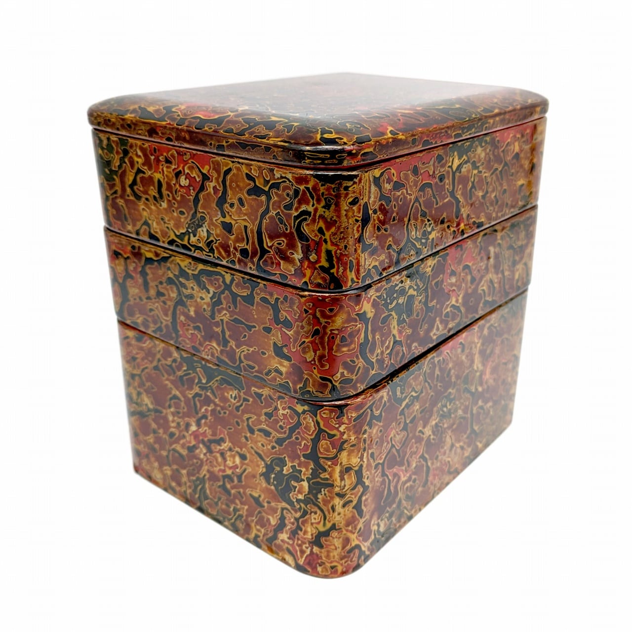津軽塗（唐塗）バカ塗り・ミニ重箱・弁当箱・漆器・No.240425-14・梱包 