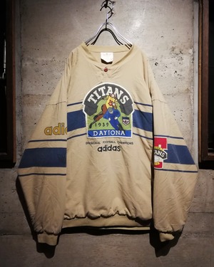 【Caka】"adidas" 80's Vintage Loose Padded Henley Neck Pullover