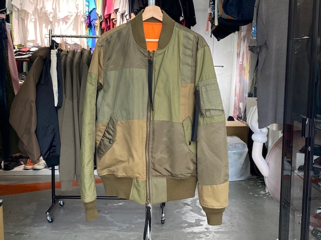 UNIFORM EXPERIMENT 20AW PATCH WORK MA-1 JACKET KHAKI 4 KA2424