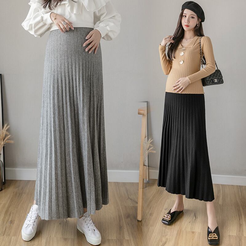 【新作】【送料無料】 マタニティウェア2020秋冬の新しい流行のマザーニットプリーツスカート、妊婦ハイウエストベリーリフトスカート-アリババ ハイウェスト オータム 秋物 ウィンター 冬物 expec234257022711