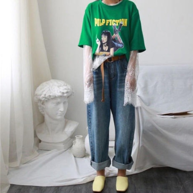 chic loose wide old jeans