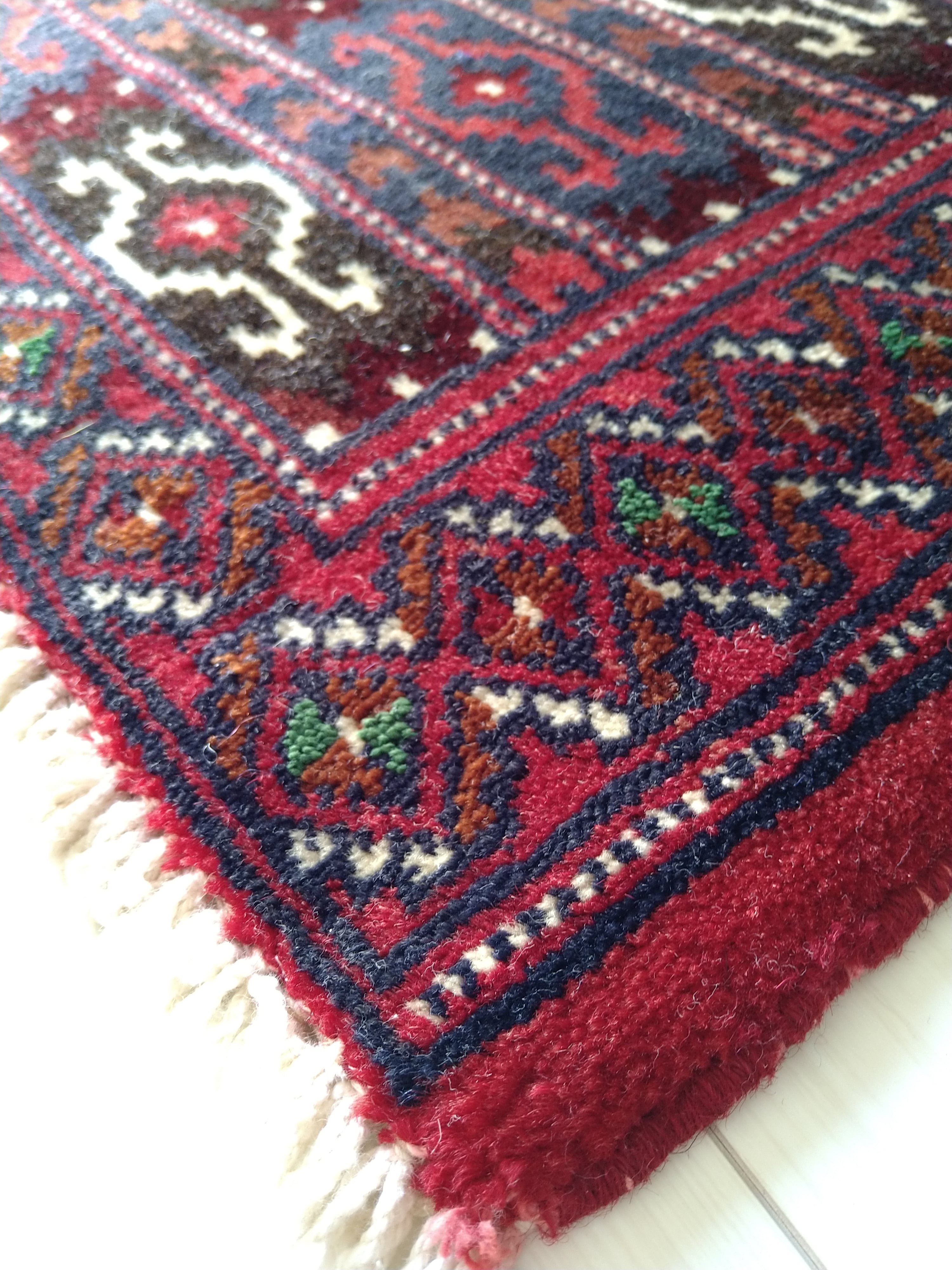 Vintage Mini Persian Rug 62x35cm Chic Red Baloch ペルシャ絨毯