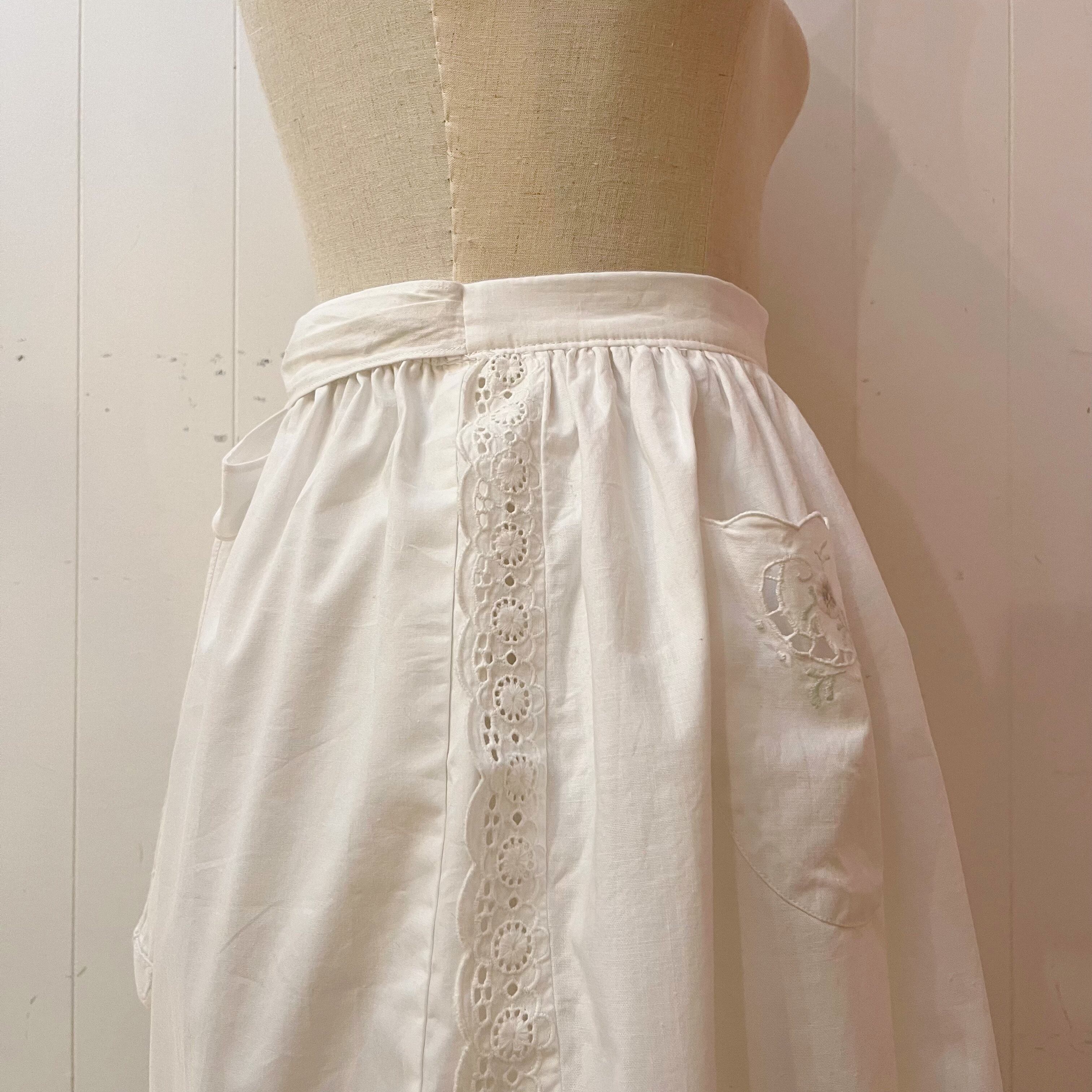 remake : white flower apron mini skirt