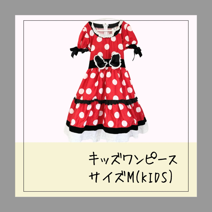 赤ドット　ワンピース♡丸襟♡白リボンタイプ　ミニー 特別コラボアイテム」 赤ドット ワンピース♡丸襟♡白リボンタイプ