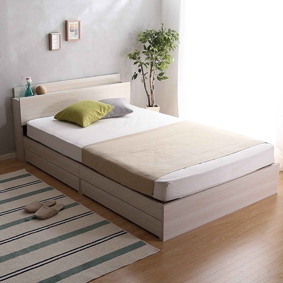 棚コンセント付きチェストベッド Dサイズ Pukia -プキア-インテリア 寝具 収納 ベッド