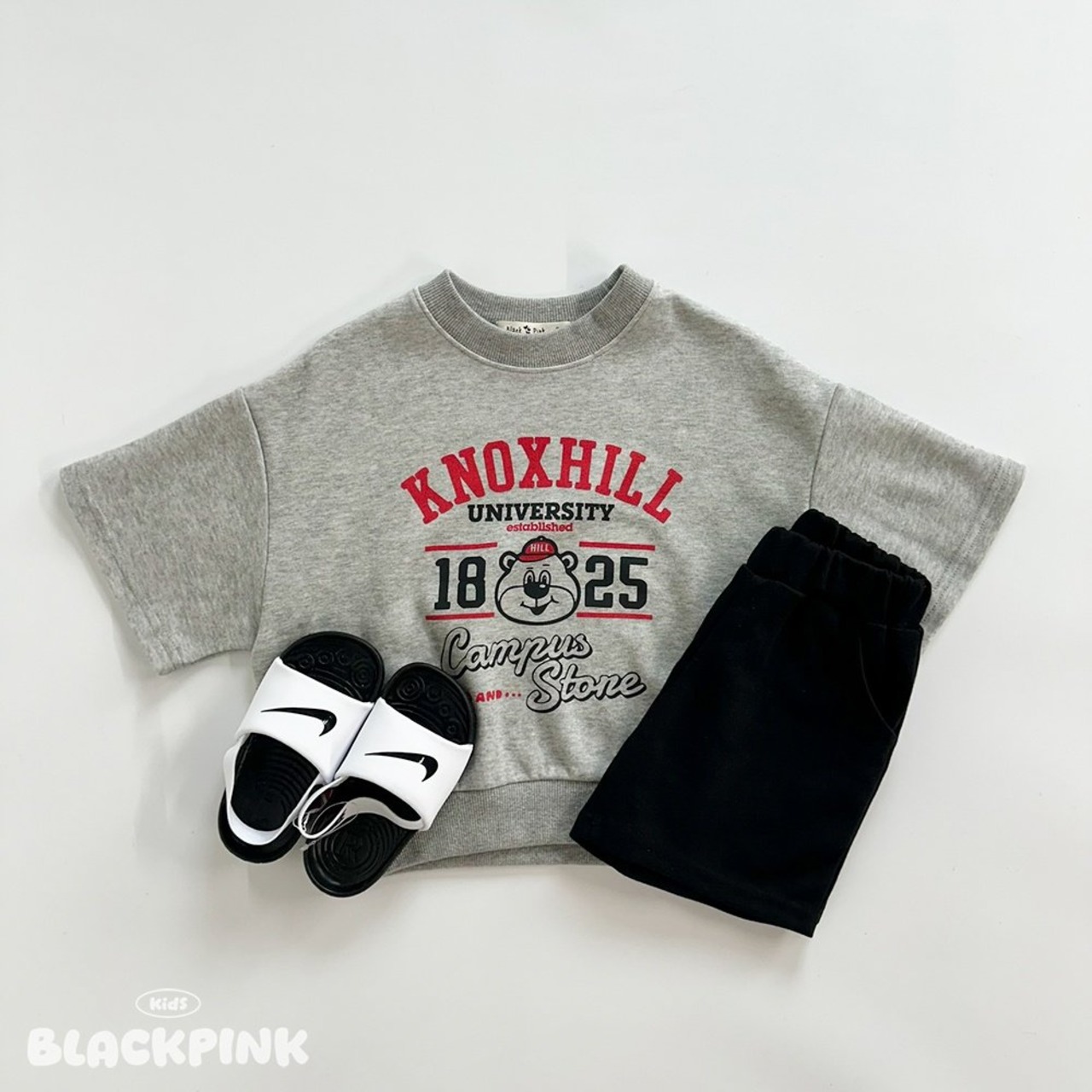 [BLACKPINK] Bear short-sleeve sweatshirt / [블랙핑크] 베어반팔맨투맨