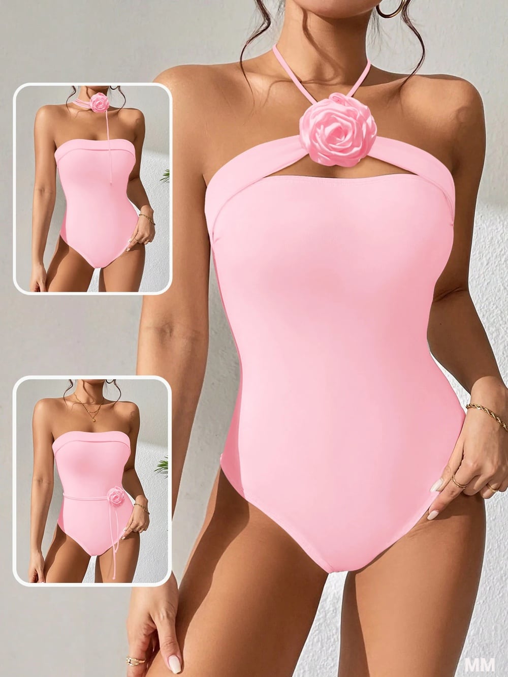 Bibinx 女性用のピンクの水着,ワンピース,セクシー,おなかコントロール