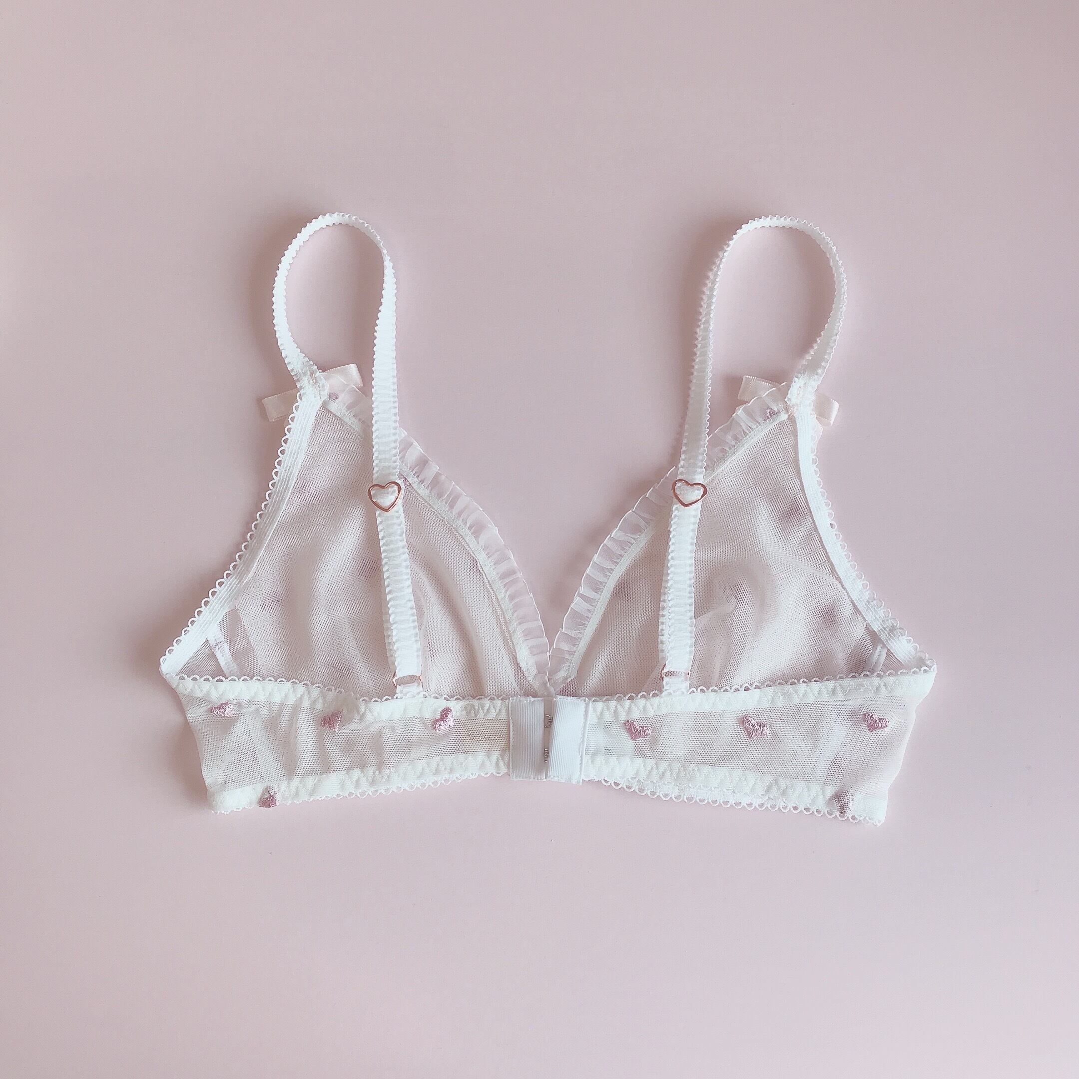 pink hearts bralette(baby pink)