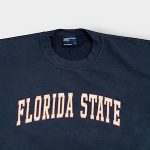 MV SPORT カレッジ アーチロゴ FLORIDA STATE フロリダ州立大学 スウェットシャツ トレーナー プルオーバー L ネイビー US古着