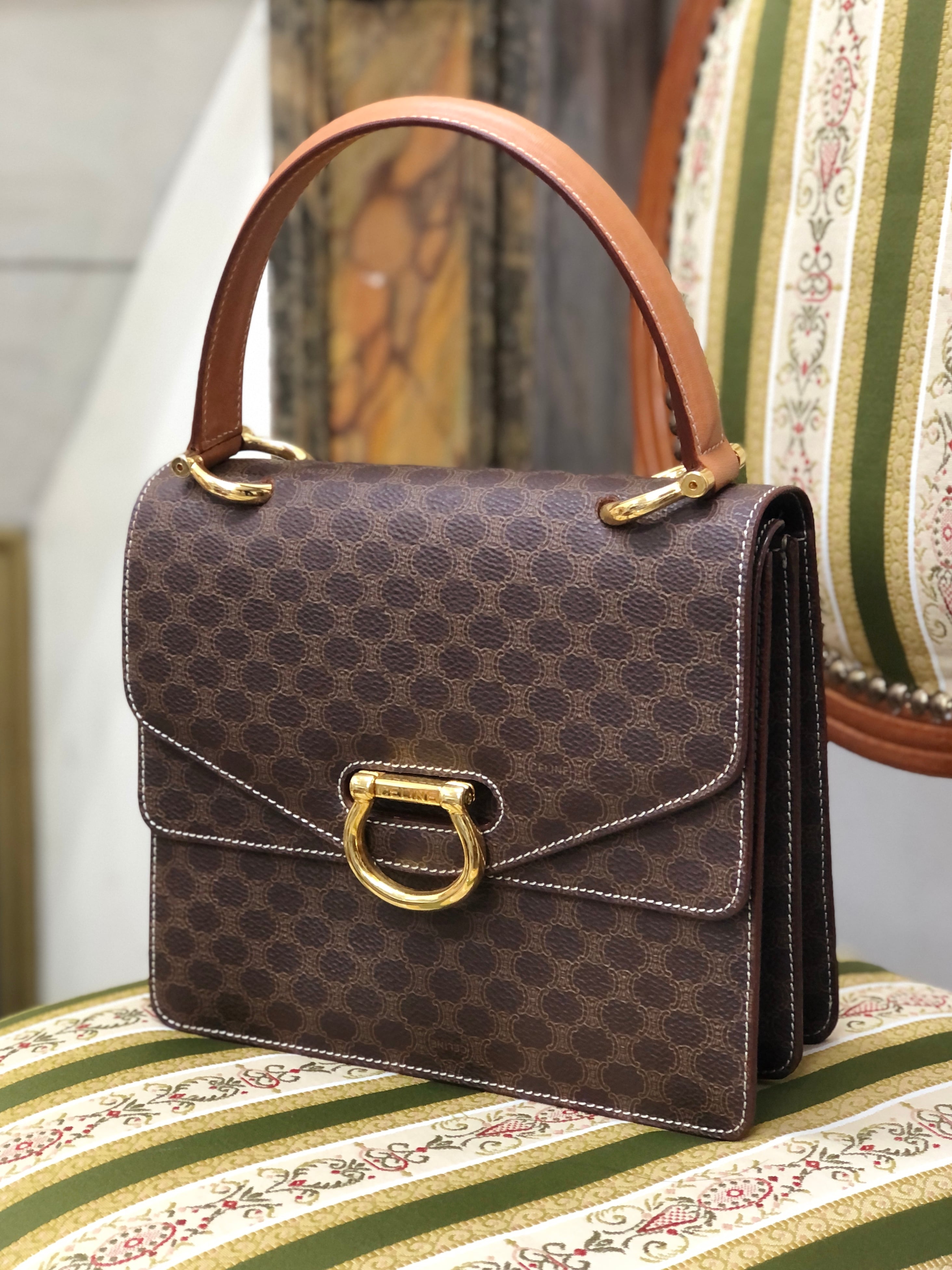 ✨美品✨オールドセリーヌ CELINE 厚 マカダム ガンチーニ ハンドバッグ