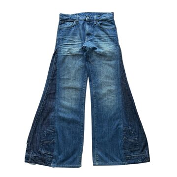 00s 再構築 一点物 リメイク デニム フレアパンツ ベルボトム グランジ 