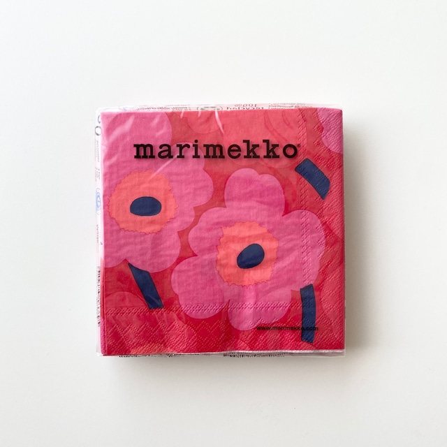 【marimekko】カクテルサイズ ペーパーナプキン UNIKKO レッド×ピンク 20枚入り