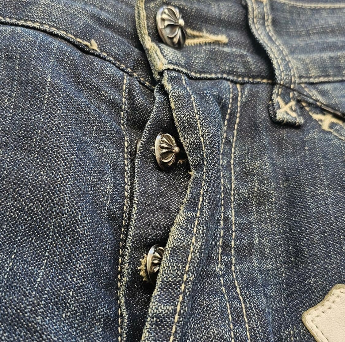 CHROME HEARTS × DOLCE & GABBANA VNTG Cross Leather Patch Jeans