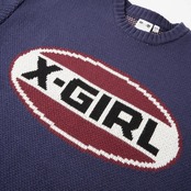 【X-girl】BICOLOR OVAL LOGO JACQUARD KNIT TOP【エックスガール】