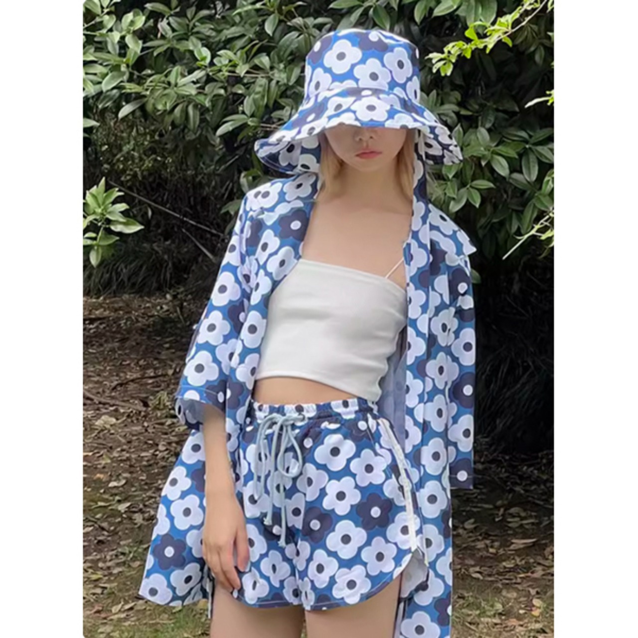 【5color】レトロプリントスイムウェア3点セット SW0020