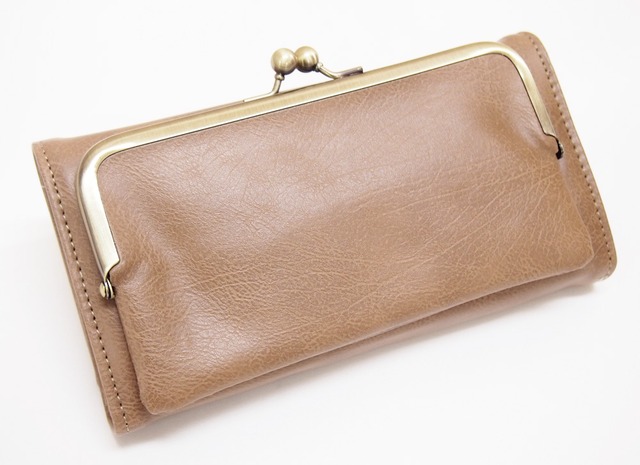 アコーディオンカード収納１８枚がま口がオシャレナチュラルなデザイン長財布