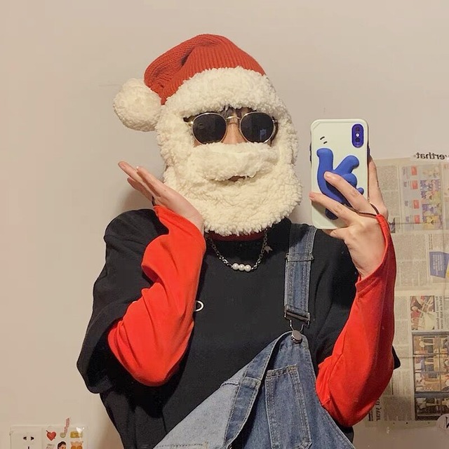 クリスマス サンタ帽子 ヒゲ取り外し可能 暖かい 可愛い サンタハット コスチューム仮装69544951