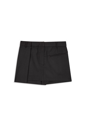 [OPEN YY] WRAP-OVER WAIST MINI SKIRT, BLACK 正規品 韓国ブランド 韓国通販 韓国代行 韓国ファッション オープン ワイワイ 日本 店舗
