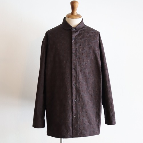 nonnotte "Crispy Embroidery Oversized Shirt ( Dark Brown × Dark Brown )"