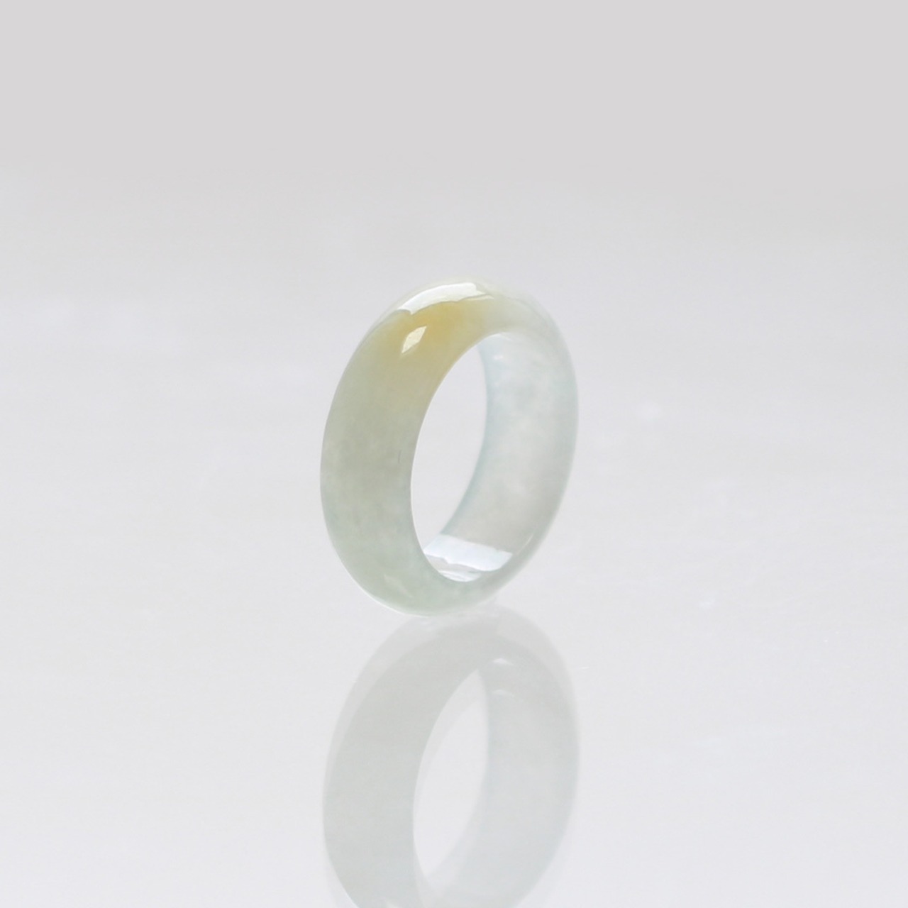 【6.5号】Point yellow 翡翠くり抜き甲丸リング A貨翡翠 jd_rg2393