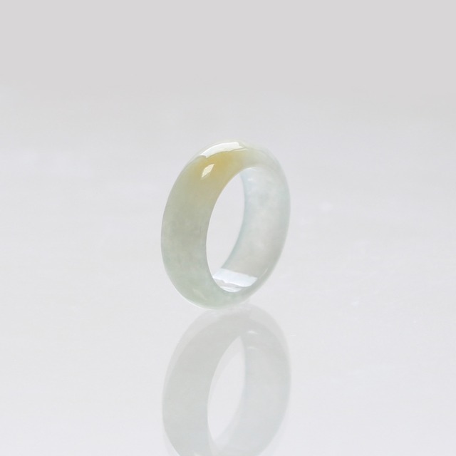 【6.5号】Point yellow 翡翠くり抜き甲丸リング A貨翡翠 jd_rg2393