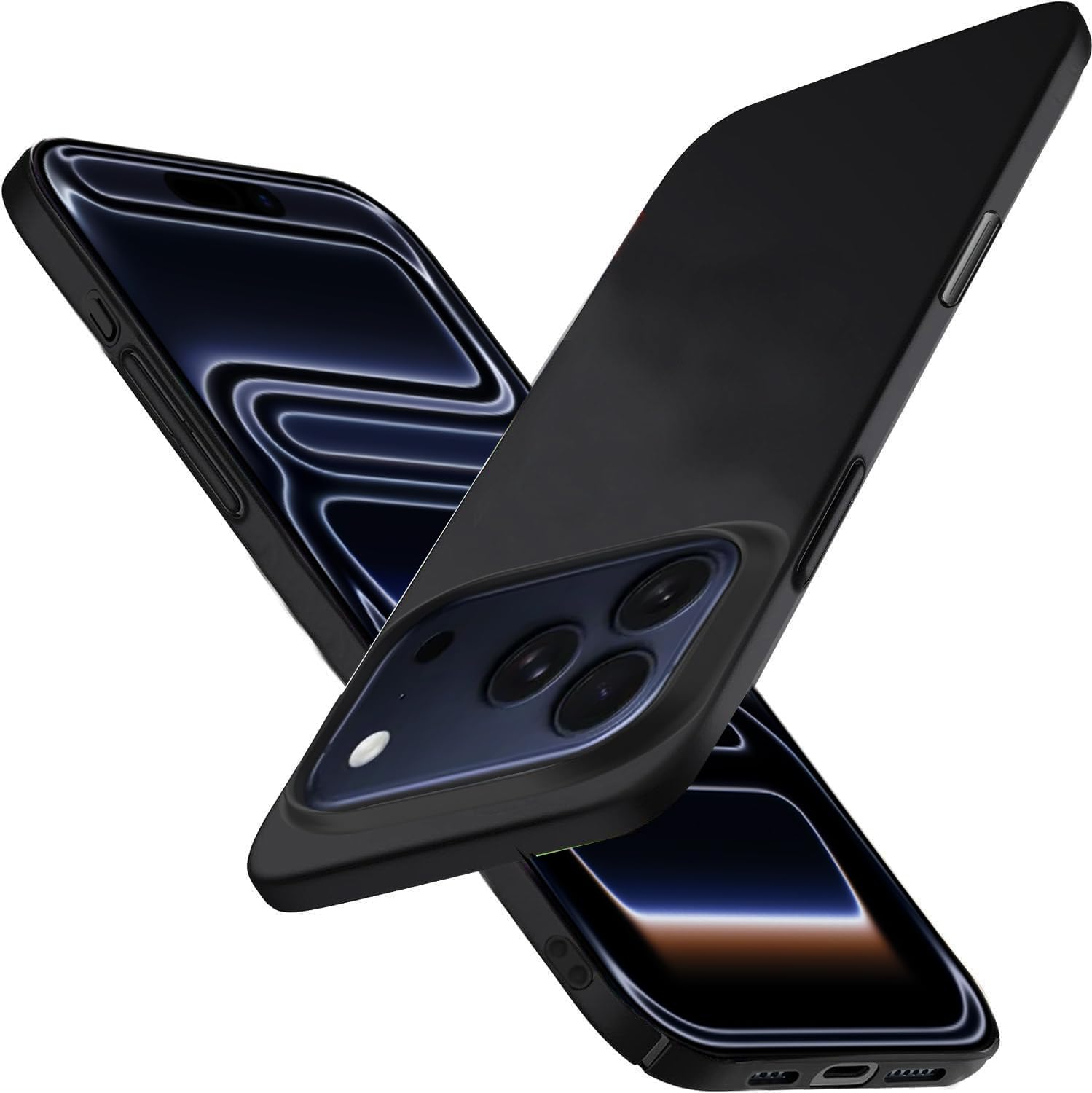 Wojiaozvlf 極薄 iphone 18 pro/17 pro用 ケース 薄型 iphone18pro用 ケース PCマット質感 超軽量 黄変防止 指紋防 擦り傷防止 手触り良い 全面保護 超耐磨 耐衝撃アイフォン18pro カバー ワイヤレス充電対応 ブラック