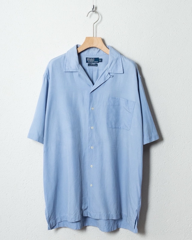 "Polo by Ralph Lauren" open collar silk x cotton short sleeve shirt / MODEL:COLDWELL / SIZE:L
