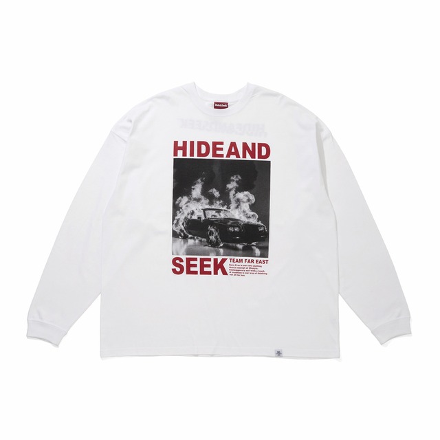 ロングスリーブTシャツ / HIDEANDSEEK(ハイドアンドシーク) / Burn L/S TEE(WHITE×RED)(HT-070526)